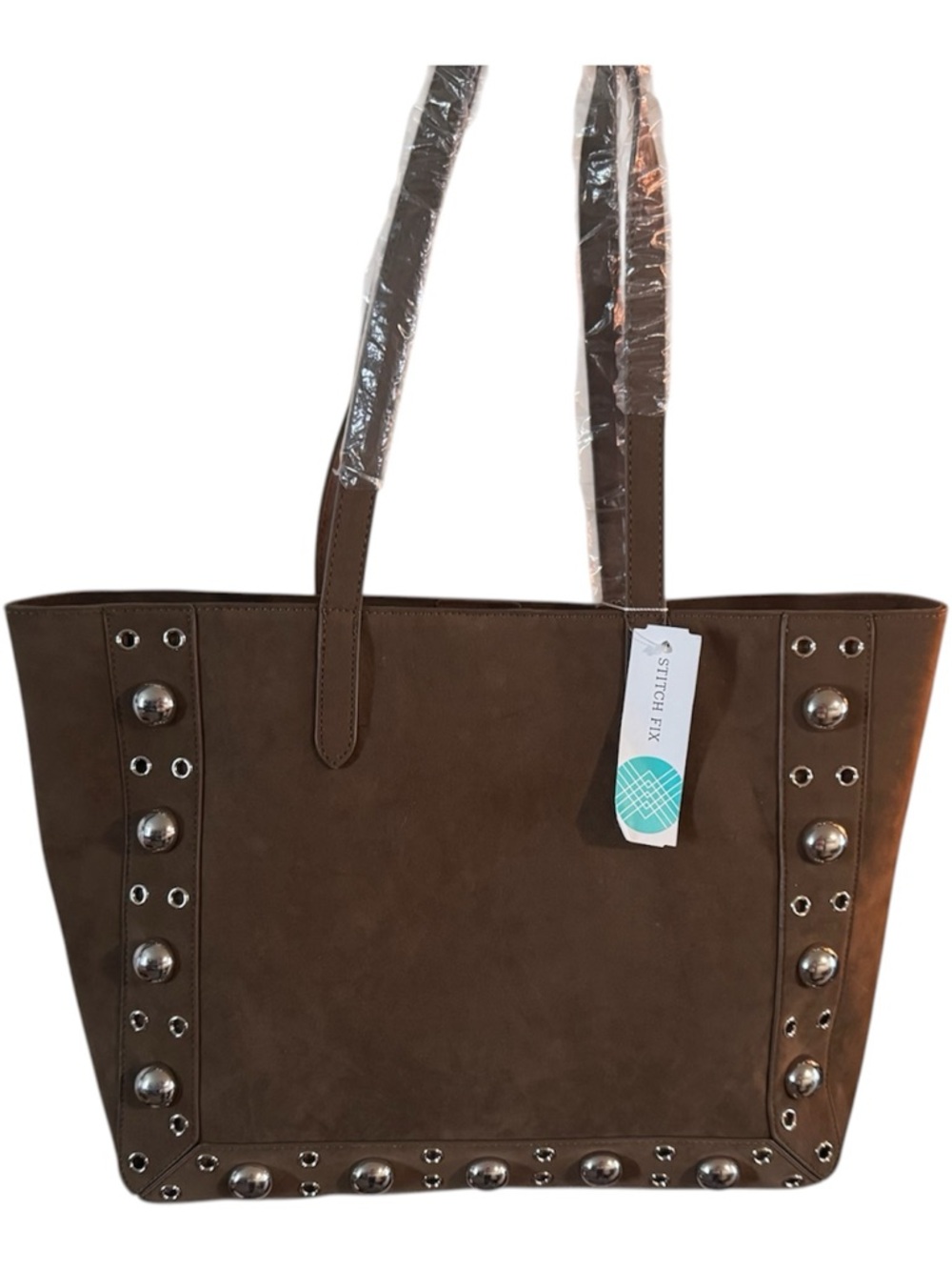 Moda Luxe Brown Suede Studded Tote